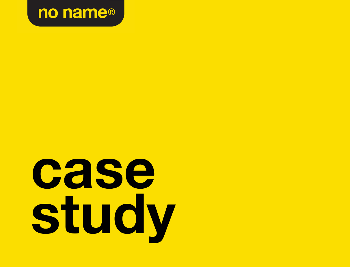 The noname logo and black text reading Case Study is featured on a bright yellow background